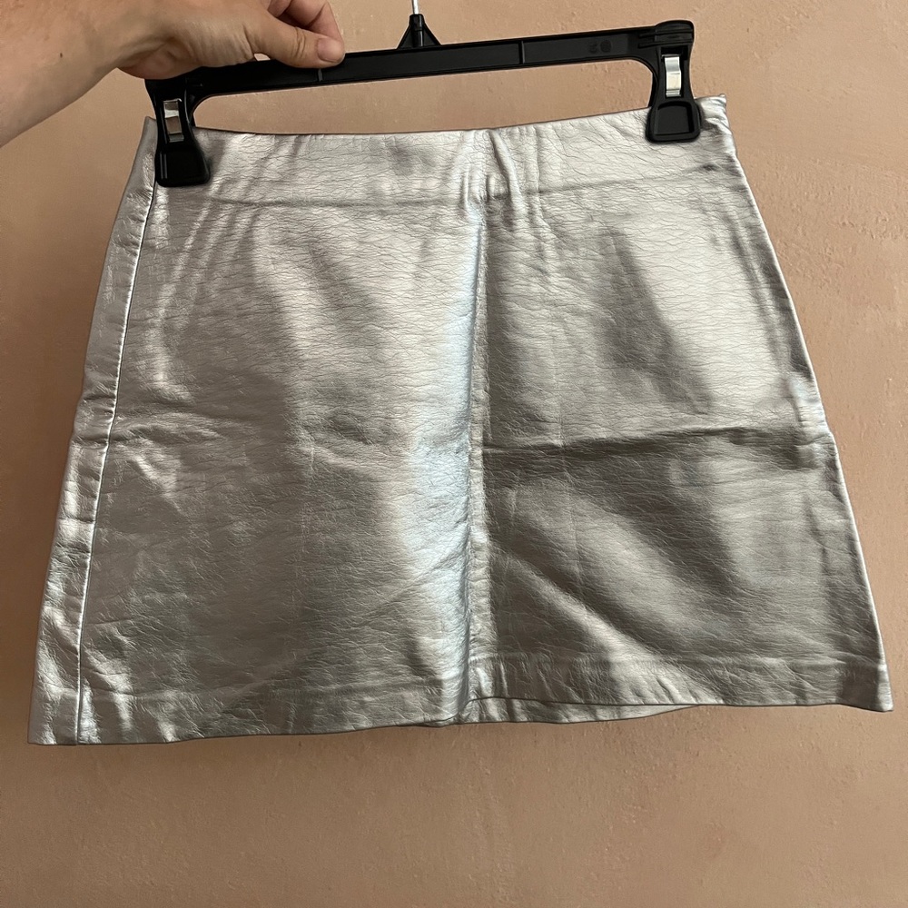 Zara metallic silver mini skirt
